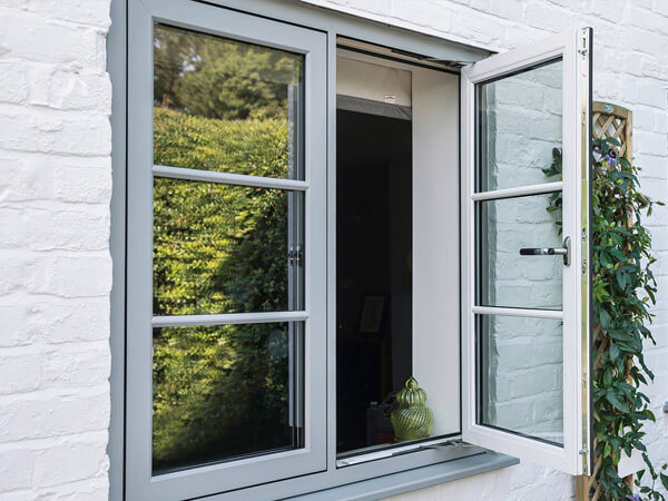 An opened flush window